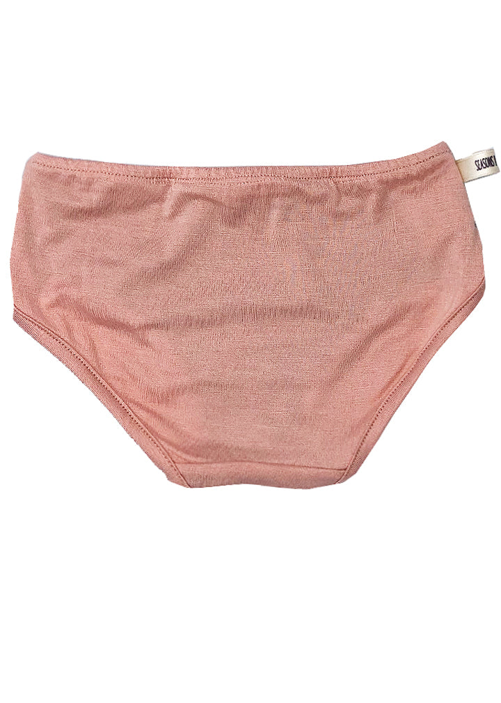 Underwear for girls, black cotton + light salmon modal. It matches beautifully with the Sunset Dress. 